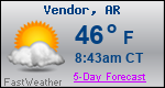 Weather Forecast for Vendor, AR