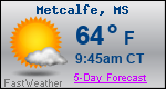 Weather Forecast for Metcalfe, MS