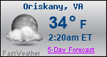 Weather Forecast for Oriskany, VA