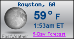 Weather Forecast for Royston, GA