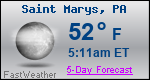 Weather Forecast for Saint Marys, PA