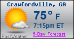Weather Forecast for Crawfordville, GA