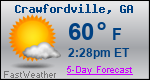 Weather Forecast for Crawfordville, GA