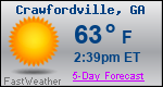 Weather Forecast for Crawfordville, GA