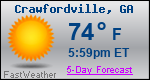 Weather Forecast for Crawfordville, GA