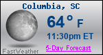 Weather Forecast for Columbia, SC