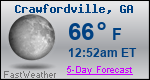 Weather Forecast for Crawfordville, GA