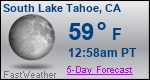 Weather Forecast for South Lake Tahoe, CA