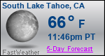 Weather Forecast for South Lake Tahoe, CA