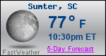 Weather Forecast for Sumter, SC