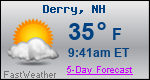 Weather Forecast for Derry, NH