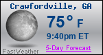 Weather Forecast for Crawfordville, GA