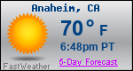 Weather Forecast for Anaheim, CA