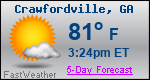 Weather Forecast for Crawfordville, GA