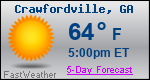 Weather Forecast for Crawfordville, GA