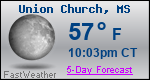 Weather Forecast for Union Church, MS
