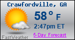 Weather Forecast for Crawfordville, GA