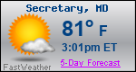 Weather Forecast for Secretary, MD