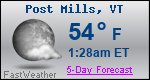 Weather Forecast for Post Mills, VT