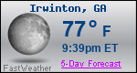 Weather Forecast for Irwinton, GA