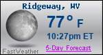 Weather Forecast for Ridgeway, WV
