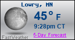 Weather Forecast for Lowry, MN