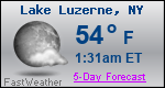 Weather Forecast for Lake Luzerne, NY
