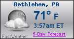 Weather Forecast for Bethlehem, PA