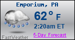 Weather Forecast for Emporium, PA