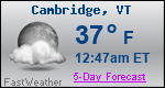 Weather Forecast for Cambridge, VT