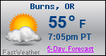 Weather Forecast for Burns, OR