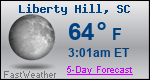 Weather Forecast for Liberty Hill, SC