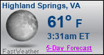 Weather Forecast for Highland Springs, VA