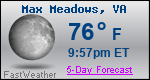 Weather Forecast for Max Meadows, VA