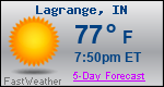 Weather Forecast for Lagrange, IN