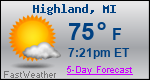 Weather Forecast for Highland, MI