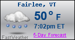 Weather Forecast for Fairlee, VT