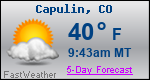 Weather Forecast for Capulin, CO