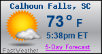 Weather Forecast for Calhoun Falls, SC