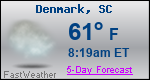 Weather Forecast for Denmark, SC