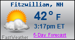 Weather Forecast for Fitzwilliam, NH
