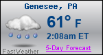 Weather Forecast for Genesee, PA
