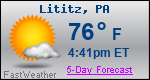 Weather Forecast for Lititz, PA