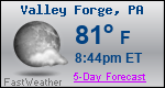 Weather Forecast for Valley Forge, PA