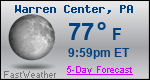Weather Forecast for Warren Center, PA