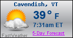 Weather Forecast for Cavendish, VT