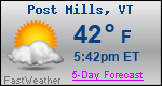 Weather Forecast for Post Mills, VT