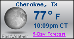 Weather Forecast for Cherokee, TX