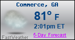 Weather Forecast for Commerce, GA