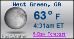 Weather Forecast for West Green, GA